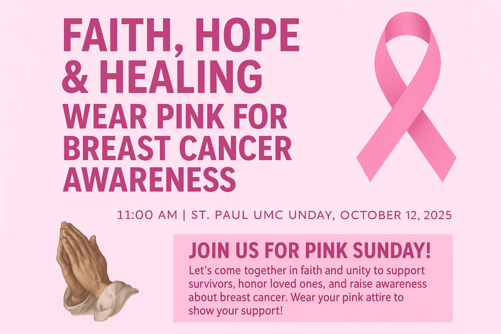 SUnday October 12, 2025, wear pink in honor of Breast Cancer Awareness